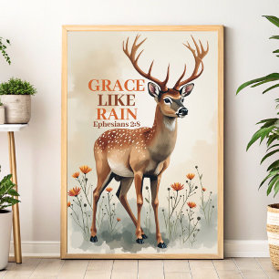 Affiche Grace Like Rain Boho Christian Wall Art Imprimer