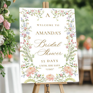 Affiche Grâce Ornée Pastel Fête de Mariage Florale Rose