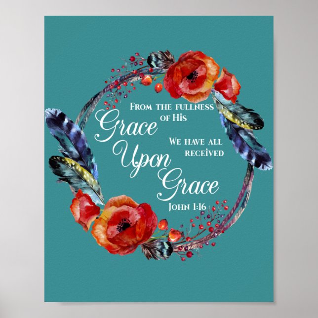 Affiche Grace Sur Grace Jean 1:16 Écriture (Devant)