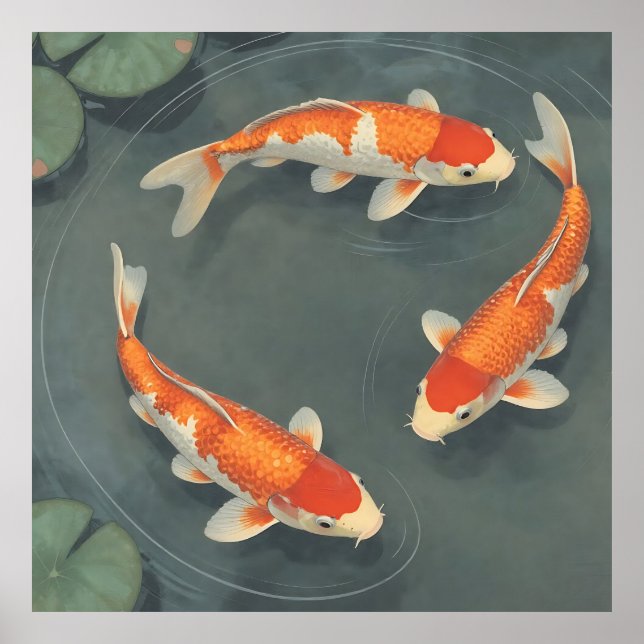 Affiche Graceful Koi Fish Pond Serenity Design (Devant)
