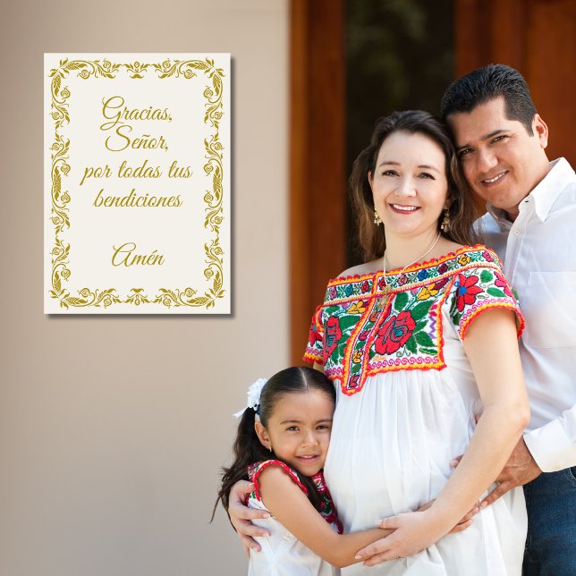 Affiche Gracias Señor Spanish Blessings Prayer Gold (Créateur téléchargé)
