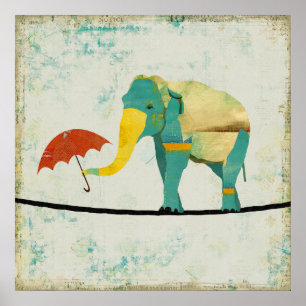 Affiche gracieuse d'or d'art d'éléphant