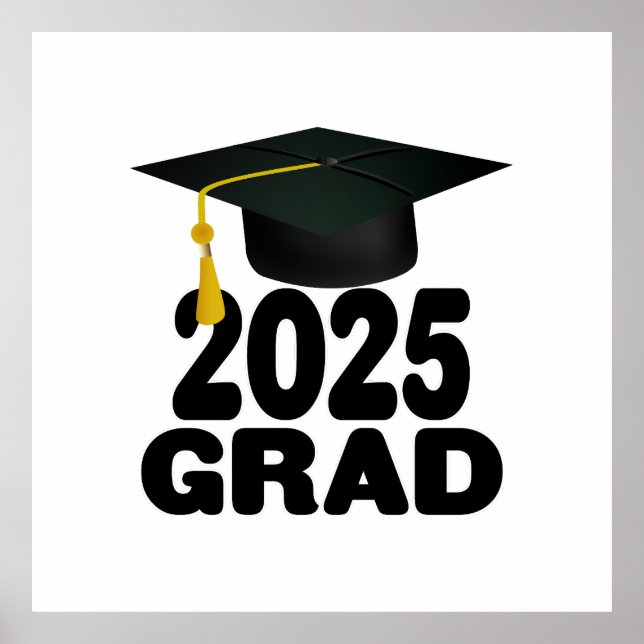 Affiche Grad Casquette Bold Classe de 2025 (Devant)