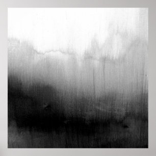 Affiche Gradient noir et blanc moderne d'aquarelle