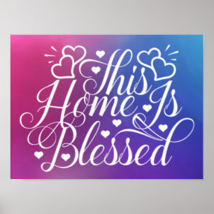 Affiche Gradient Pink & Blue -This Home Is Blessed