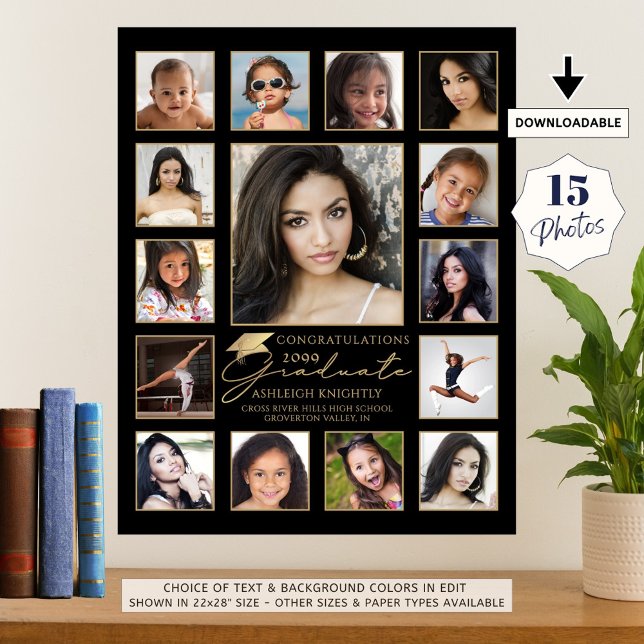 Affiche Graduate 15 Photo Collage manuscrit Script Casquet (Créateur téléchargé)