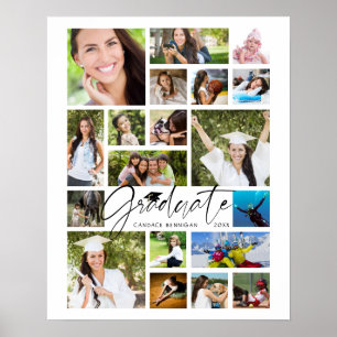 Affiche Graduate 19 Photo Collage Script Blanc Personnalis