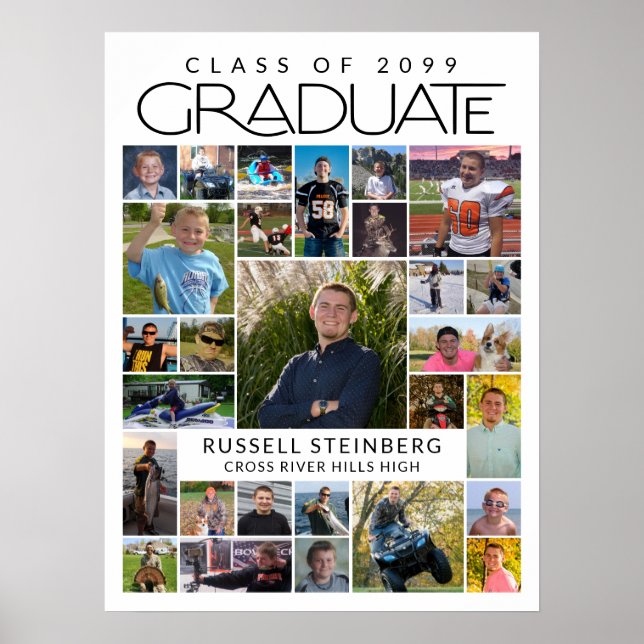 Affiche Graduate 28 Photo Collage Modern White Black (Devant)