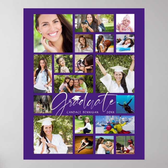 Affiche Graduate Purple 19 Photo Collage Script Party (Devant)