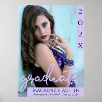Graduate Purple Script | Lavender Photo Keepsake
