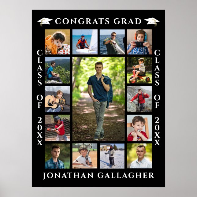 Affiche Graduation 15 Photo Collage Congrats Grad (Devant)