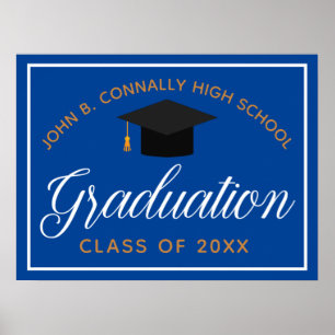 Affiche Graduation 2023 Blue Gold Custom High School Party