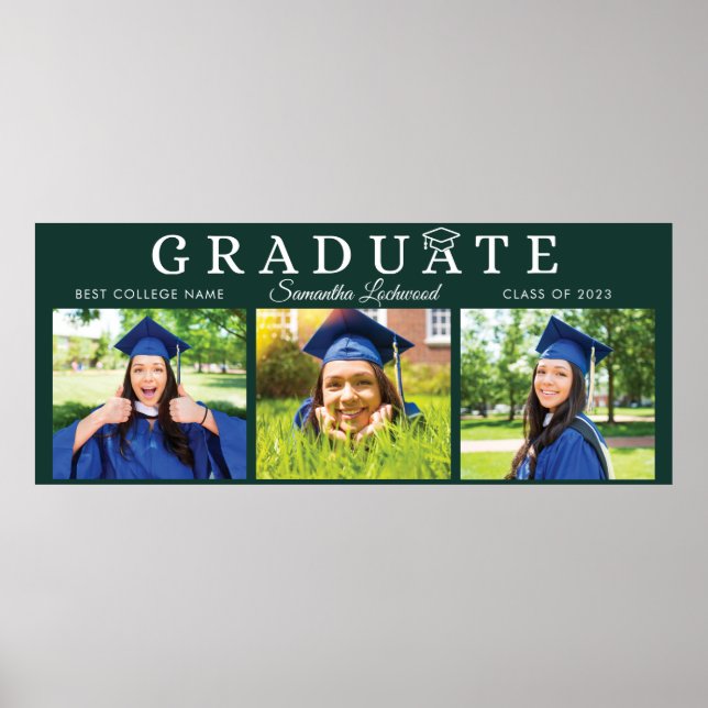 Affiche Graduation 2024 Grad Photos Green Script (Devant)