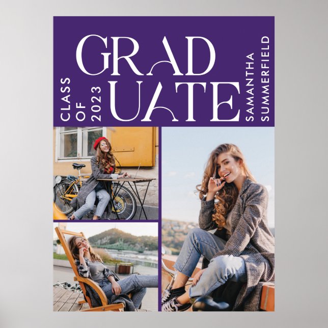 Affiche Graduation 2025 Photo Collage Purple Graduate (Devant)