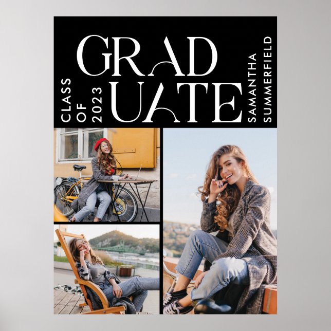 Affiche Graduation 2025 Photos Black and White Graduate (Devant)