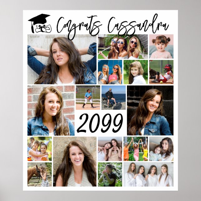 Affiche Graduation 21 Photo Collage Script Couleur personn (Devant)