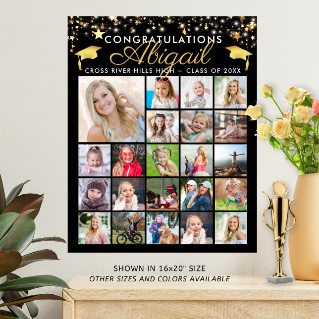 Affiche Graduation 22 Photo Collage Script Couleur personn (Créateur téléchargé)