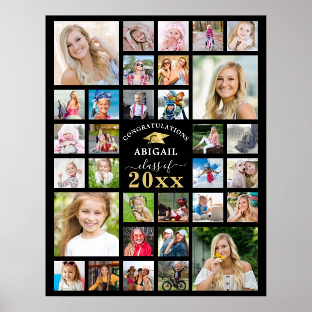 Affiche Graduation 32 Photo Collage Classe Année Personnal (Devant)