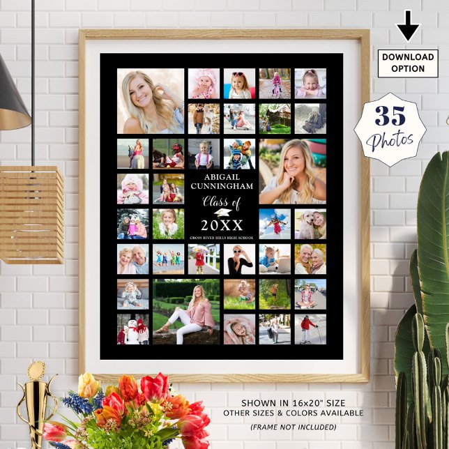 Affiche Graduation 35 Photo Collage CLASSE ANNÉE Noire (Créateur téléchargé)