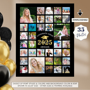 Affiche Graduation 35 Photo Collage CLASSE ANNÉE Noire
