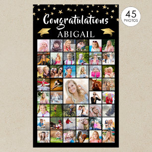 Affiche Graduation 45 Photo Collage Black Gold