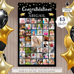 Affiche Graduation 45 Photo Collage Black Gold