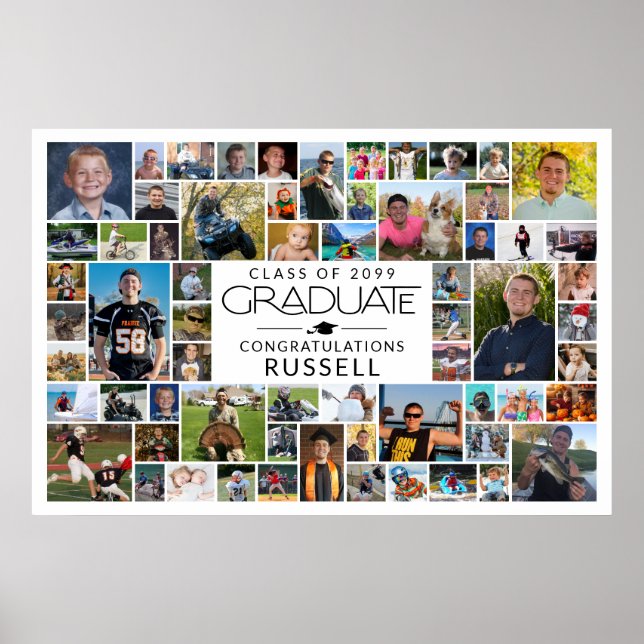 Affiche Graduation 64 Photo Memory Party Sign (Devant)