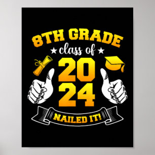 Affiche Graduation 8ème Grade Cl De 2024 L'a cloué