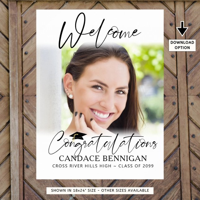 Affiche Graduation Bienvenue 1 Script photo Félicitations (Créateur téléchargé)