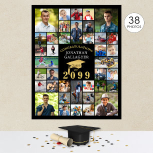 Affiche Graduation Black Gold Fêtes 38 Photo Collage