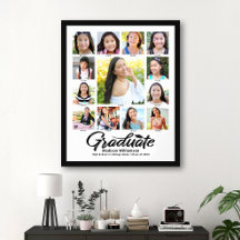 Graduation blanche K-12 Photo Collage noir Script