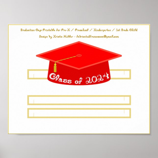 Affiche Graduation Cap Red Classe Casquette de 2024 Partie (Devant)