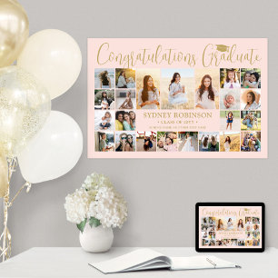 Affiche Graduation Congrats 23 Photo Collage Blush & Gold