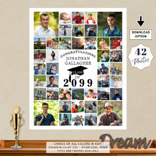 Affiche Graduation Congrats 42 Photo Collage noir blanc