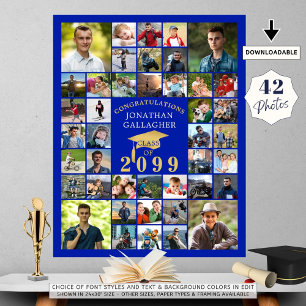 Affiche Graduation Congrats 42 Photo Collage Royal Gold
