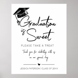 Affiche Graduation est doux minimaliste noir blanc Script