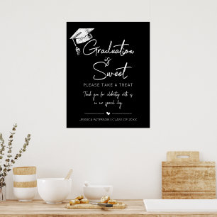 Affiche Graduation est doux minimaliste noir blanc Script