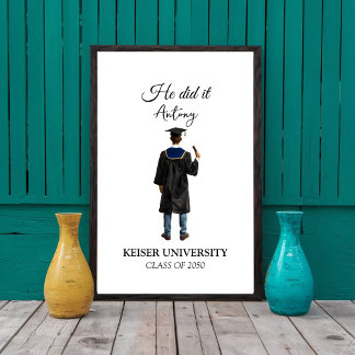 Affiche Graduation Guy personnalisée, Graduation pour garç