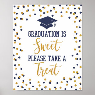 Affiche Graduation is Sweet Please Take a Treat Navy Sign