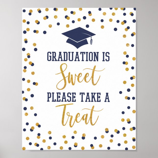 Affiche Graduation is Sweet Please Take a Treat Navy Sign (Devant)