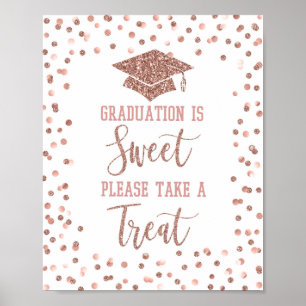 Affiche Graduation is Sweet Please Take a Treat Sign Rose