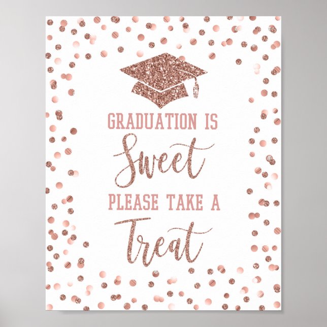 Affiche Graduation is Sweet Please Take a Treat Sign Rose (Devant)
