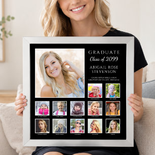 Affiche Graduation K-12 Photo Collage Couleurs de l'école