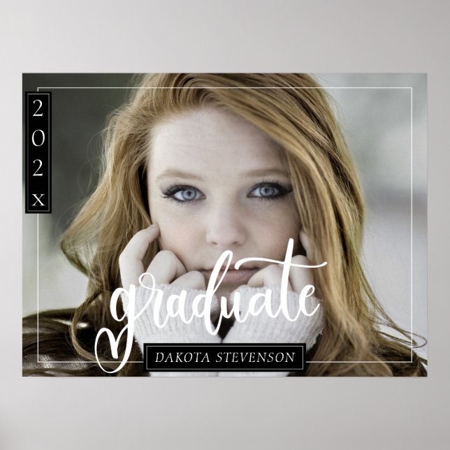 Affiche Graduation minimale en noir et blanc (Devant)