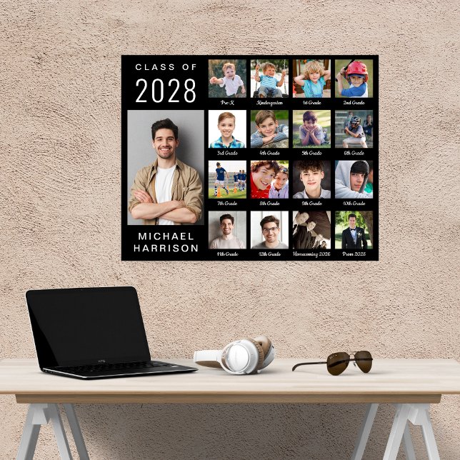 Affiche Graduation moderne 17 Photo Collage noir (Créateur téléchargé)