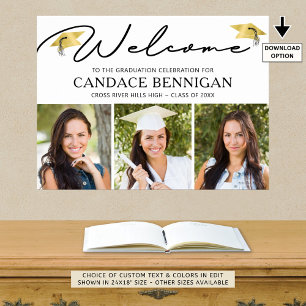 Affiche Graduation moderne Bienvenue 3 Photos Script simpl