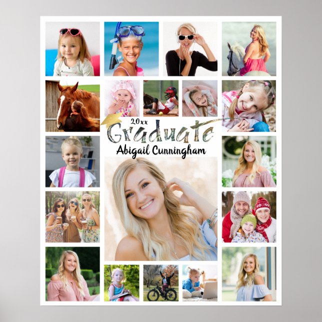 Affiche Graduation Party 19 Photo Collage de pinceau Typog (Devant)