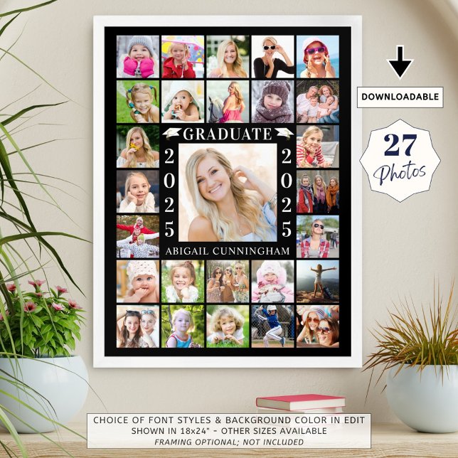 Affiche Graduation Party 27 Photo Collage Personnalisé (Créateur téléchargé)