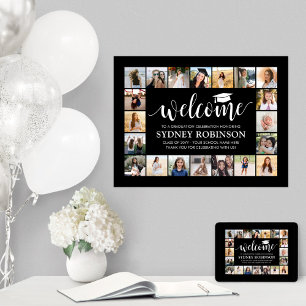 Affiche Graduation Party Bienvenue 20 photo Collage noir