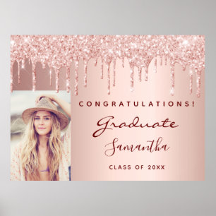 Affiche Graduation party rose or parties scintillant goutt